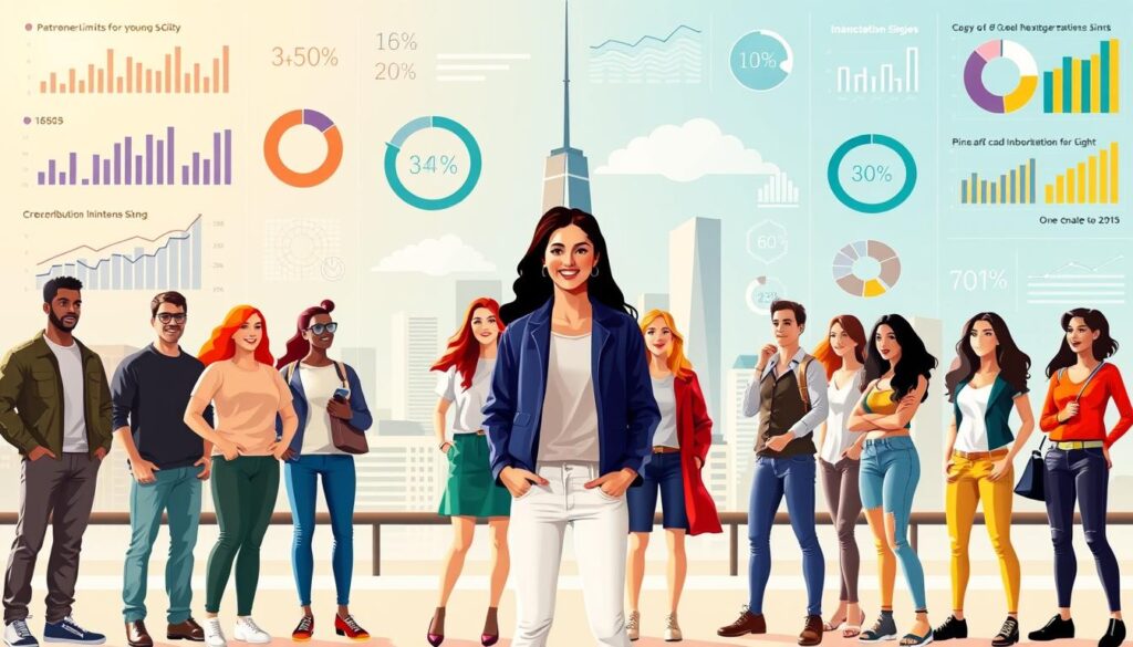 A vibrant, visually-striking illustration of "Contribution Limits for Young Adults" against a backdrop of financial charts, graphs, and icons. In the foreground, a group of diverse young adults stand confidently, surrounded by informative data visualizations that clearly communicate the retirement savings limits and guidelines relevant to their demographic. The mid-ground features a sleek, modern cityscape, symbolizing the urban, tech-savvy lifestyles of the target audience. Warm, natural lighting bathes the scene, creating an inviting, approachable atmosphere. The overall composition strikes a balance between educational clarity and dynamic visual interest, perfectly suited to accompany the "Best Retirement Accounts for Young Adults in the USA" article.